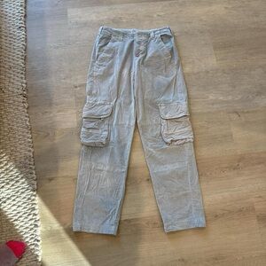 Free People Light Gray Straight Leg Washed Cargo Pants